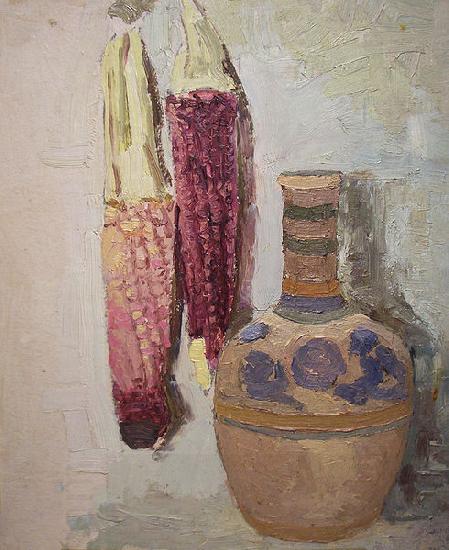 Cordelia Wilson Indian Corn and Mexican Vase China oil painting art
